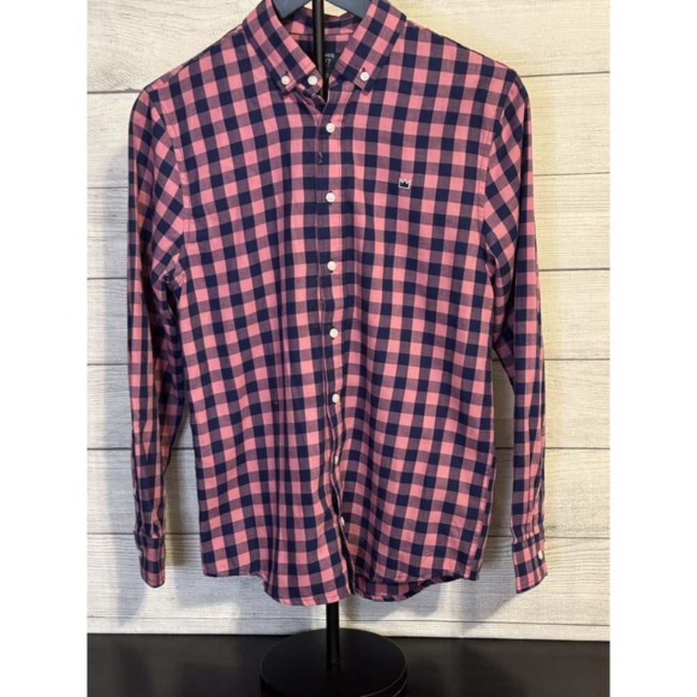 Crown & Ivy Pink & Navy Plaid Shirt – Youth Large (Fits Women's Medium)